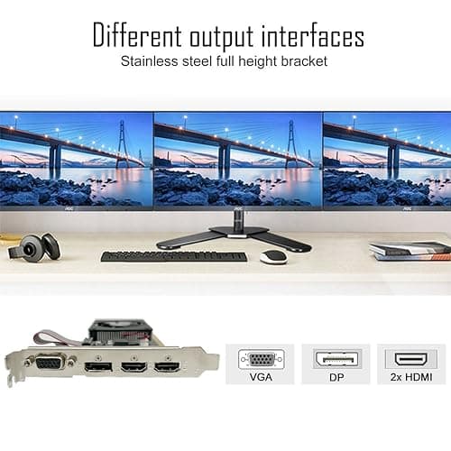 QTHREE GT 730 4G D3 Grafikkarte, 2X HDMI, 1x DVI, 1x VGA, Grafikkarten for PC, GPU, für mehrere Monitore, for Win 7, 8, 10, 11, DirectX 11, 12 Bild 6