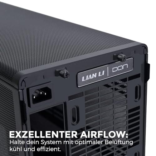 Lian Li DAN Cases A3-mATX PC-Gehäuse, anpassbares Layout, 415 mm GPU-Freiraum, unterstützt bis zu 360 mm Radiatoren, Stahl, Kunststoff, Schwarz Bild 6
