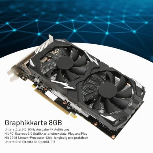 Tbest Radeon Rx 580, Grafikkarte,Radeon Rx Grafikkart Rx 580 Grafikkarte 8 Gb Gddr5 256 Bit Unterstützung 8 K 16 Pci 3.0 2 Lüfter Gaming-Grafikkarte Bild 8