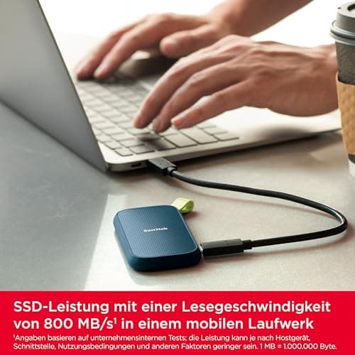 SANDISK Portable SSD 2 TB (Externe SSD 2,5 Zoll, bis zu 800 MB/s Lesen, Robustes Laufwerk bis zu 2 m, robuste Befestigungsschlaufe aus strapazierfähigem Gummi) Monterey 800MB/s 2 TB Bild 8