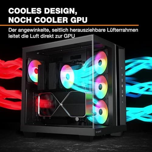 be quiet! Light Base 500 LX Black PC-Gehäuse, vollständig verglaste Front- und Seitenpaneele, Show Case, Dual Chamber Design, ARGB-Lüfter-Hub, 4 Light Wings LX PWM-Lüfter, rückseitiges Anschlussdesign Bild 3