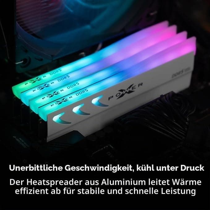 Silicon Power DDR5 64GB (2x32GB) Storm RGB 6000MT/s (PC5-48000) 288-pin CL38 1.35V UDIMM Desktop Arbeitsspeicher RAM SP064GXLWU60BFDL Weiß Bild 6