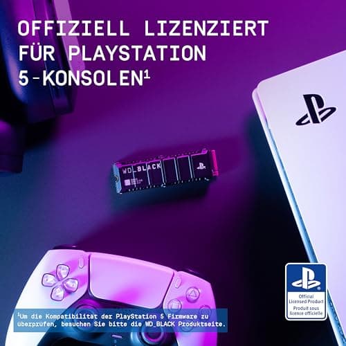 WD_BLACK SN850P 4 TB NVMe SSD Offiziell Lizenziert für PS5 Konsolen (interne Gaming SSD; optimierter Kühlkörper; PCIe Gen4 Technologie, bis zu 7.300 MB/s Lesen, M.2 2280) Bild 3