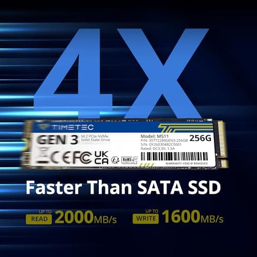 Timetec SSD 256GB NVMe PCIe Gen3x4 8Gb/s M.2 2280 3D NAND TLC 150TBW High Performance SLC Cache Read/Write Speed Up to 1,600/1,000 MB/s Internal Solid State Drive (256GB) Bild 4