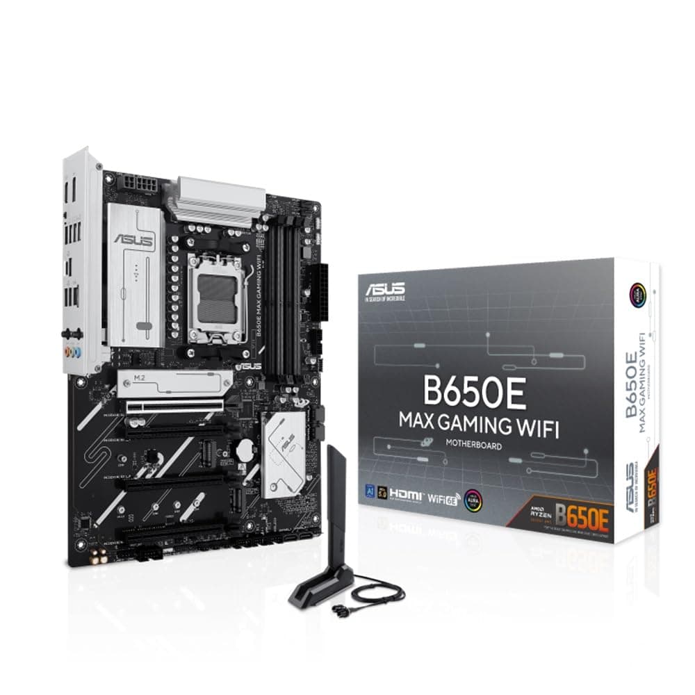 ASUS B650E MAX Gaming WiFi Mainboard Sockel AMD AM5 (ATX, DDR5, PCIe 5.0, 3X M.2, Wi-Fi 6E, Realtek 2.5Gb Ethernet, DisplayPort, HDMI, BIOS Flashback, Aura Sync) Bild 2
