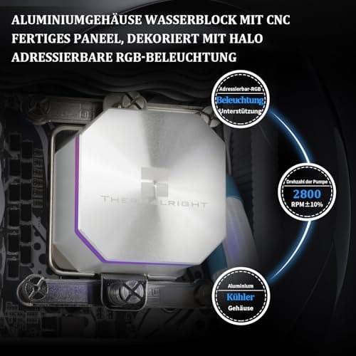 THERMALRIGHT Frozen Edge 360 White Flüssig-CPU-Wasserkühler mit 120mm PWM-Lüfter, 360 weiß Cold Row Spezifikation, integrierter Wasserkühlkörper für AMD/AM4/AM5, Intel LGA1700/1150/1151/1200/1851 360mm White Bild 6
