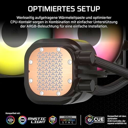 Corsair Nautilus 240 RS ARGB CPU-Flüssigkeitskühler – 240mm AIO – Geräuscharm – Direkter Mainboard-Anschluss – Intel LGA 1851/1700, AMD AM5/AM4 – 2X RS120 ARGB-Ventilatoren Inbegriffen – Schwarz Bild 6