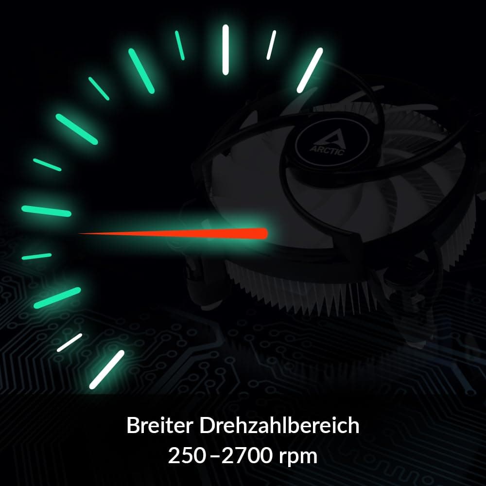 ARCTIC Alpine 17 - CPU Kühler, 92 mm PWM-Lüfter, Radial Heatsink, Top Blower, Intel LGA1851 & LGA1700, 4-Pin Anschluss, 250-2700 rpm Bild 5