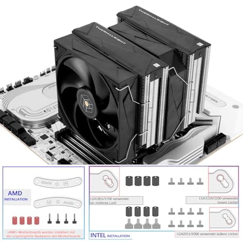 TR-Thermalright Royal Pretor 130 CPU-Kühler, Double Tower mit 7 Heatpipes, Dual CPU Lüfter, matt gezogene Kappe, für AM5/AM4, Intel LGA1851/1700/1150/1151/1200 Bild 8