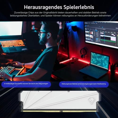 Netac DDR4 RAM 8GB 2666MHz Computer Desktop-Speicher DRAM C19 Gaming-Speicher 8GB Weiße Wärmeveste, Desktop-Speicher Weiß Bild 8