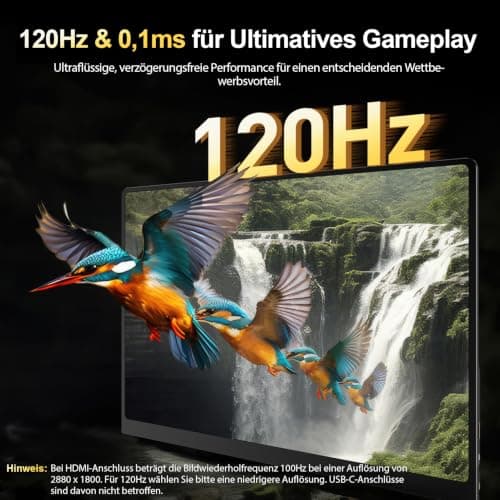 UPERFECT 3K OLED 120Hz 16 Zoll Portable Monitor 100000:1 500 Nits 2880*1800 DCI-P3 0.1ms Ansprechzeit 16:10 Bildschirm Mini HDMI USB C für PC Laptop Handy Spielkonsolen, Metallgehäuse, VESA-kompatibel 16 In Bild 6