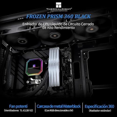 Thermalright Frozen Prism 360 Black Flüssig-CPU-Wasserkühler mit 120mm PWM-Lüfter,360 Black Cold Row Spezifikation, integrierter Wasserkühlkörper für AM4/AM5,Intel LGA1700/1851/1150/1151/1200 | CPU Flüssigkeitskühler mit 120mm PWM Lüfter für AM4/AM5,Intel lga1700/1150/1151/1200/1851 FP360 Black 360mm Bild 4