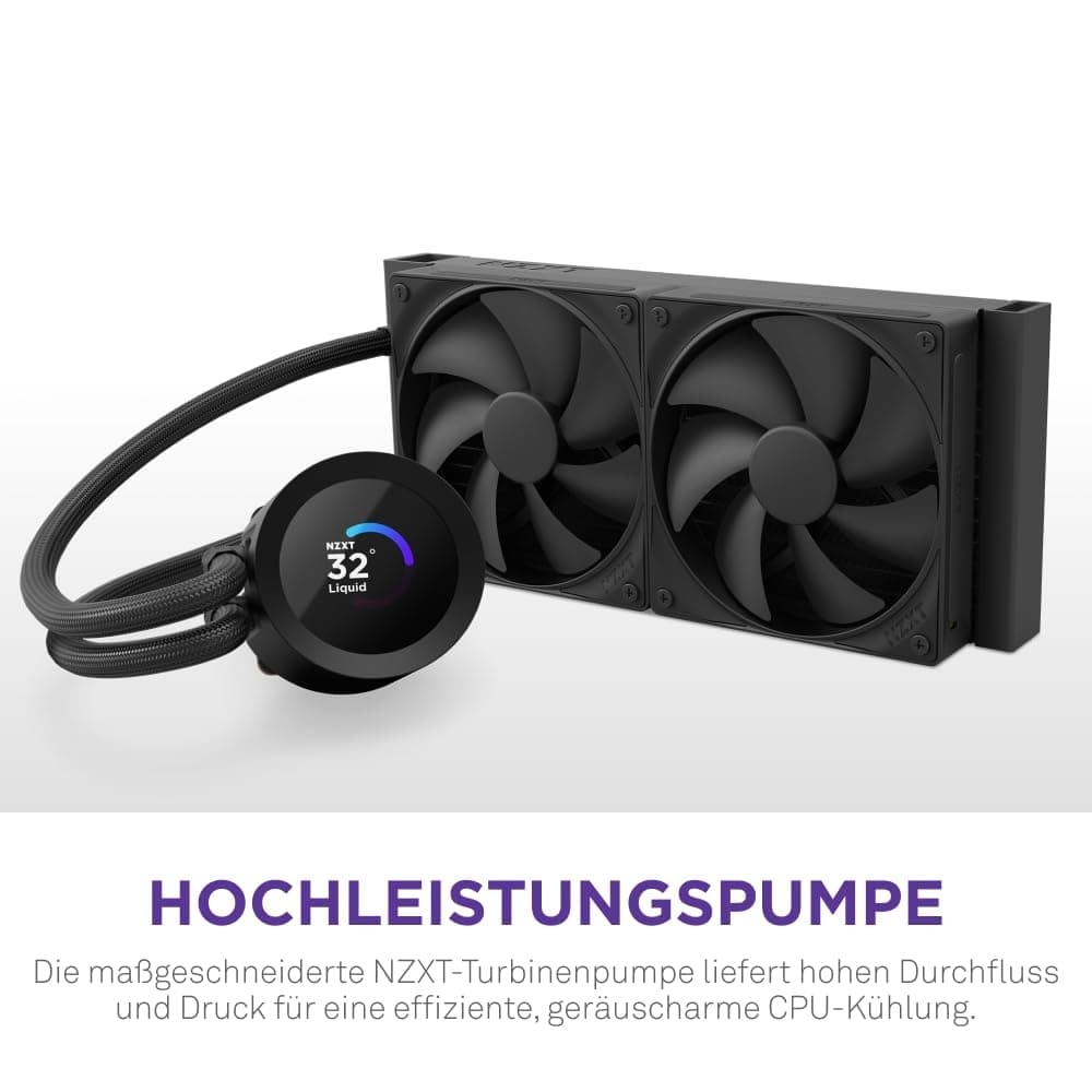 NZXT Kraken Plus 280 – AIO CPU-Flüssigkeitskühler – Anpassbares LCD-Display – Hochleistungs-Lüfter – Kompatibel mit Intel® & AMD® Sockel – Schwarz Kraken Plus 2025 280mm Schwarz Bild 5