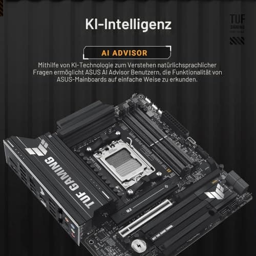 ASUS TUF Gaming B850M-PLUS WiFi AMD AM5 B850 mATX Motherboard, 14+2+1 80A DrMOS Stages, DDR5, PCIe 5.0, 3X M.2, Wi-Fi 6E, 2.5Gb LAN, DP, HDMI™, USB 10Gbps & 20Gbps Type-C®, BIOS Flashback™, Aura Sync Bild 4