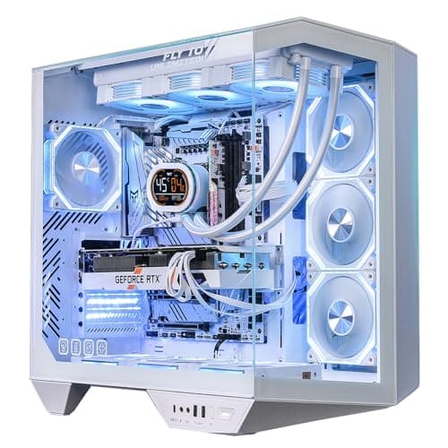 darkFlash Full-Tower ATX Gaming-PC-Gehäuse, Rückseitig Einsteckbares Motherboard, Zwei Kammern, Panorama-Glas, bis zu 2 x 360 mm Radiatoren, RTX 40-Kompatibel (DY470) (1 PWM-ARGB-Lüfter, Weiß) Weiß 1 PWM-ARGB-Lüfter Bild 2