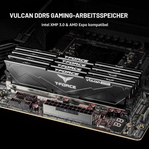 TEAMGROUP T-Force FLBD532G6000HC38ADC01 Vulcan DDR5 32GB (2x16GB) 6000MHz (PC5-48000) CL38 Desktop-Speichermodul RAM (schwarz) Bild 4