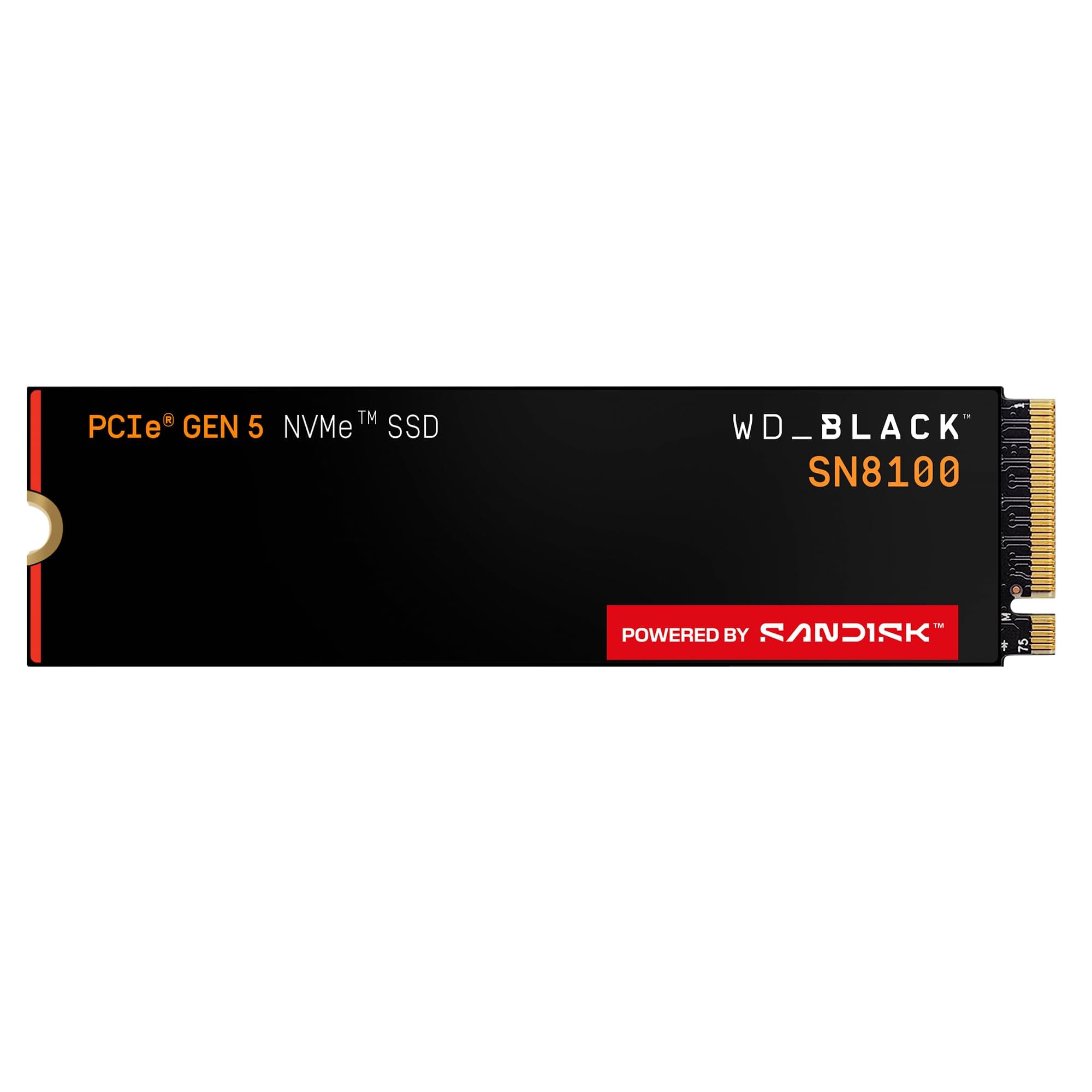 WD_Black SN8100 4 TB PCIe 5.0x4 NVMe M.2 SSD, Lesegeschwindigkeiten von bis zu 14.900 MB/s, Schreibgeschwindigkeiten von bis zu 14.000 MB/s, TLC 3D CBA NAND 4 TB Non Heatsink