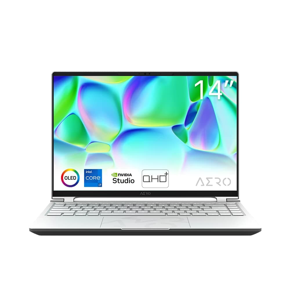 Gigabyte AERO 14 OLED (BMF-72DEBB4SO) Creator Laptop | 14" 16:10 QHD+ OLED Display | Intel Core i7-13700H | 16GB RAM | 1TB SSD | GeForce RTX 4050 | Windows 11 | Microsoft 365 (1 Jahr) | Silber