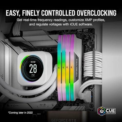 CORSAIR Vengeance RGB DDR5 RAM 64GB (2x32GB) Bis zu 6000MHz CL32-40-40-84 1.40V Intel XMP 3.0 Desktop-Arbeitsspeicher – Weiß (CMH32GX5M2B6000C28) Bild 7