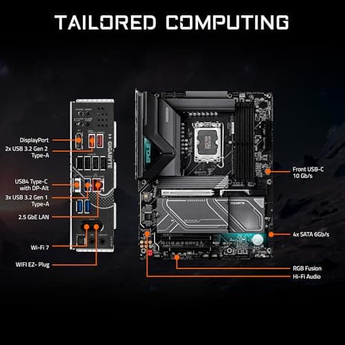 GIGABYTE Z890 Eagle WIFI7 Plus Intel LGA 1851 ATX Motherboard, unterstützt Core Ultra (Serie 2), DDR5, 14+1+2 Power Phase, 4X M.2, PCIe 5.0, USB4, WiFi 7, 2.5GbE, EZ-Latch, D5 Bionic Corsa Bild 8
