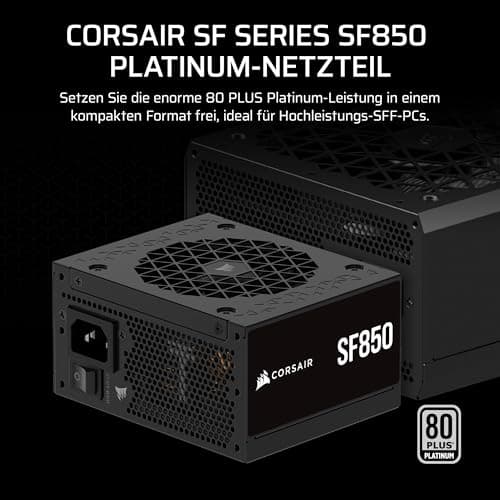 CORSAIR SF850 (2024) Vollständig Modulares Geräuscharmes 80 PLUS Platinum ATX-Netzteil – ATX 3.1-Kompatibel – PCIe 5.1-Fähig – SFX-to-ATX-Halterung im Lieferumfang Enthalten – Schwarz 850 Watt Bild 4