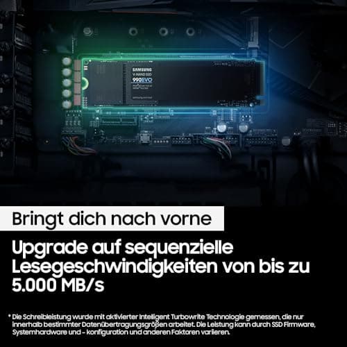 Samsung 990 EVO NVMe M.2 SSD 1 TB, PCIe 4.0 x4 / PCIe 5.0 x2, NVMe 2.0 (2280), 5.000 MB/s Lesen, 3.200 MB/s Schreiben, Interne SSD für Gaming und Grafikbearbeitung, MZ-V9E1T0BW Bild 7