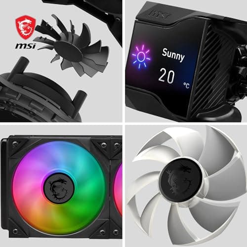 MSI MPG CORELIQUID D240 60-mm-Flüssigkeitskühler-CPU, 2 x 120-mm-ARGB-Lüfter, Verdunstungsschutzschläuche, GI-Kühlung — kompatibel mit AMD- und Intel-Sockeln Bild 7