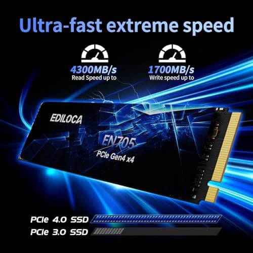 Ediloca EN705 SSD 2TB NVMe SSD M.2 PCIe Gen4, Interne SSD, 3D NAND TLC, bis zu 4800 MB/s, internes Solid-State-Laufwerk, dynamischer SLC-Cache, kompatibel mit PS5, Laptops und PC-Desktops Bild 4