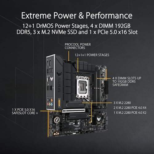 ASUS TUF Gaming B760M-PLUS II Mainboard Sockel Intel LGA 1700 (Intel B760, mATX, DDR5 Speicher, PCIe 5.0, 3X M.2, Thunderbolt 4, Aura Sync) Bild 8