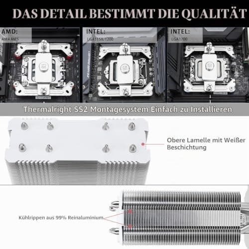 Thermalright Assassin X 120 SE Weiß CPU Luftkühler, 4 Heat Pipes, TL-C12CW PWM Leise Fan CPU Kühler mit S-FDB Lager, Für AMD AM4 AM5/Intel LGA1700/1150/1151/1155/1156/1200 Bild 6