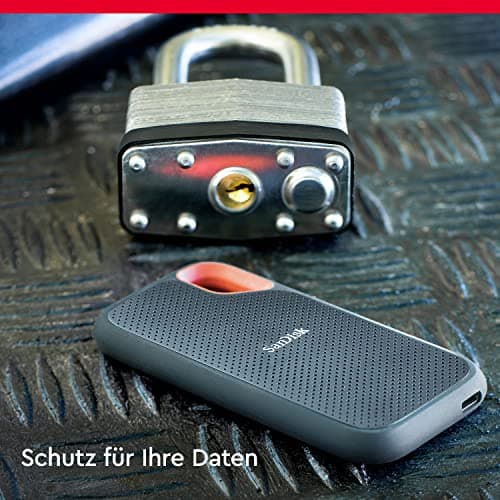 SanDisk Extreme PRO Portable SSD 4 TB (externe SSD, NVMe-SSD-Performance, 2,5 Zoll, 2.000 MB/s Lesen und Schreiben, AES-Verschlüsselung, IP65-Wasser- und -Staubschutz) grau Schwarz 4 TB Bild 8