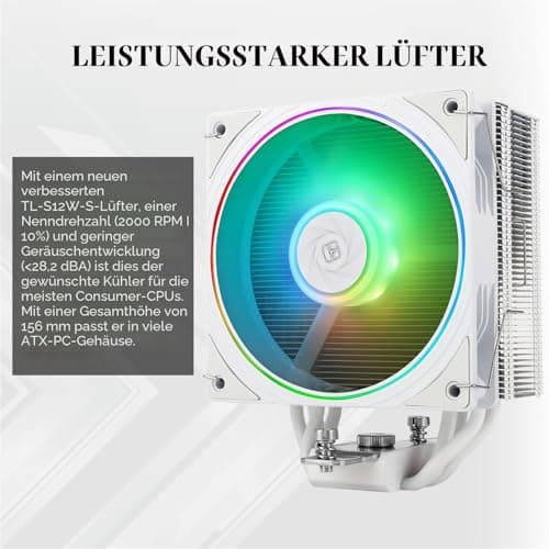 TR Assassin Spirit 120 EVO WEISS ARGB CPU-Kühler, 4 Heatpipes, TL-S12W-S PWM Schalldämpfer ARGB CPU-Lüfter Luftkühler, Unterstützung AMD AM4 /AM5&Intel 1700/1150/1151/1200 Bild 8