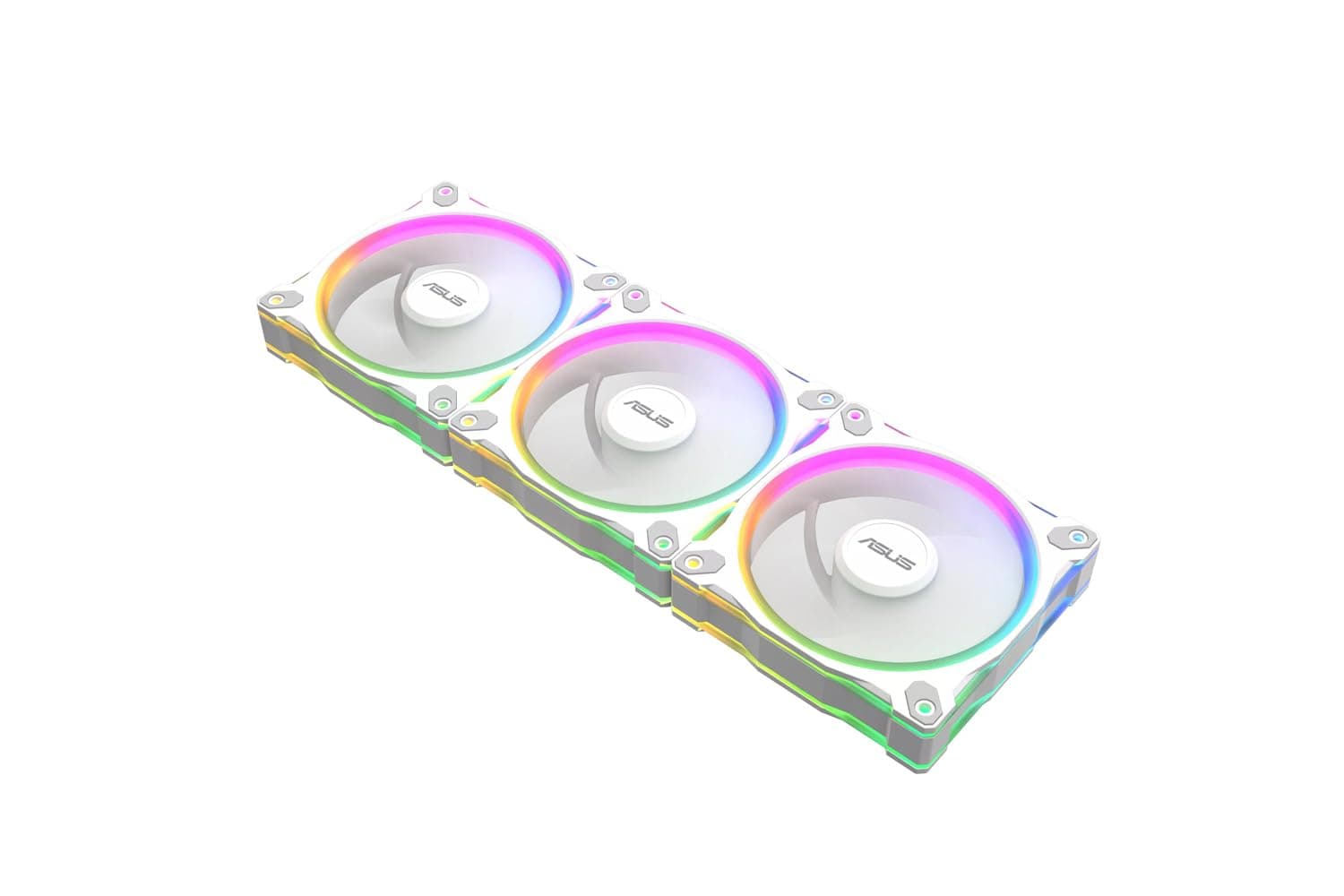 ASUS Prime MR120 White 3in1 ARGB-Gehäuselüfter 3er Pack (beidseitige Beleuchtung, 20 adressierbare RGB-LEDs, 28 mm Rahmen, PWM-Steuerung, Lüfterdrehzahl 1600 U/min, 21dB(A) Lärmpegel, 58 CFM, Weiß) Bild 7