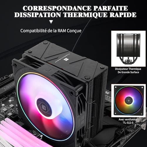 TR Assassin Spirit 120 EVO Schwarz, 120 mm PWM Quiet Fan ARGB CPU-Kühler, unterstützt Intel LGA1700/1150/1151/1200, AMD AM4/AM5, Goldkühler Bild 6