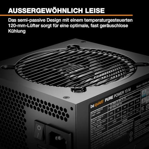 be quiet! Pure Power 13 M 1200W Netzteil, 80 Plus® Gold Effizienz, ATX 3.1-Netzteil, für PCIe 5.1 GPUs, 120mm be quiet! Lüfter, semi-passiver Betrieb möglich, LLC-Technologie, Single-Rail Bild 4