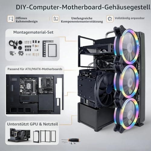 DIY-Gaming-Computer-Gehäuse-Rack, Leistungsstarkes, Kühlendes Stahlplatten-Computer-Offenes Gehäuse-Rack, Offenes ATX-Motherboard-Rack für Computer, Offenes at Bild 8