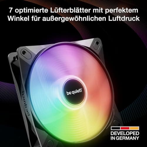 be quiet! Light Wings LX 120mm PWM Reverse Black Lüfter, 7 optimierte und invertierte Lüfterblätter, außergewöhnlicher Luftdruck, ideal in der Seite oder am Boden des Gehäuses, beleuchteter Hub Bild 4