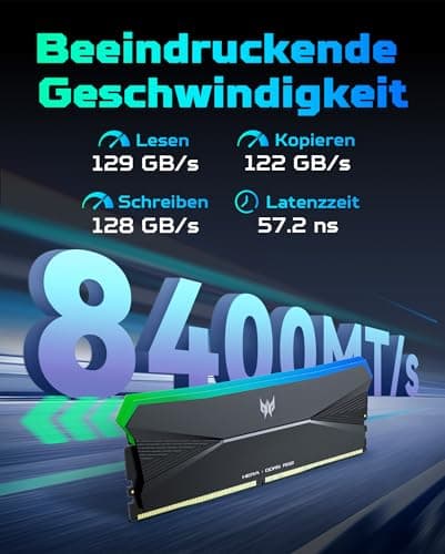 Acer Predator Hera DDR5 RGB RAM 32GB (16GBx2) bis zu 6400MHz CL32 - Unterstützt Intel XMP 3.0 & AMD EXPO - PC Computer Gaming Arbeitsspeicher - Schwarz 32GB (16GBx2) 6400MHz CL32 Schwarz Bild 6