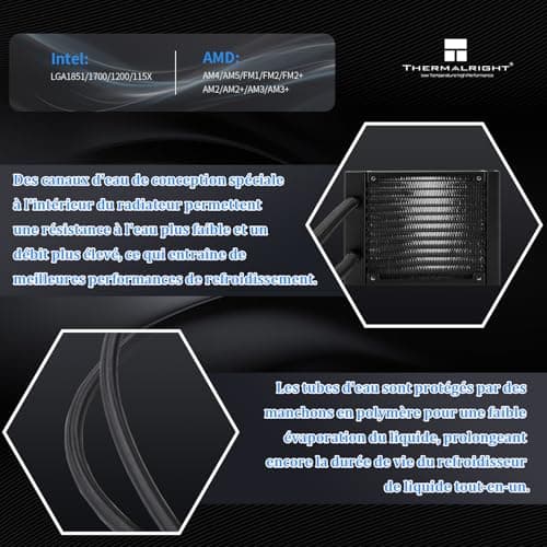 Thermalright Frozen Notte 120 ARGB Black CPU Wasserkühler, CPU Wasserkühlung, ARGB Kaltkopf, Geeignet für AMD:AM4/AM5,Intel LGA 1700/1851/1150/1151/1200 120mm Black Bild 6