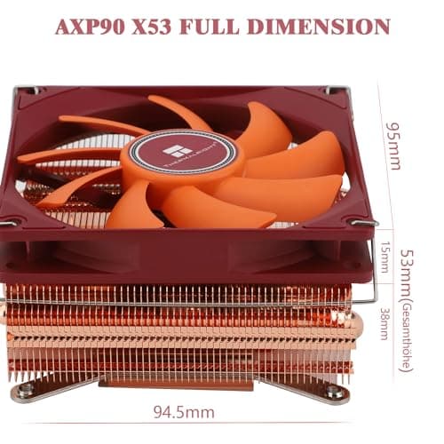Thermalright AXP90-X53 Full Low Profile ITX CPU Luftkühler, 53mm Höhe, TL-9015R Slim PWM Lüfter, AGHP Technologie, für AMD AM4 AM5 / Intel 1700/1150 / 1151/1155 / 1156/1200 (reine Kupferversion) AXP90 X53 Full 53mm Bild 4
