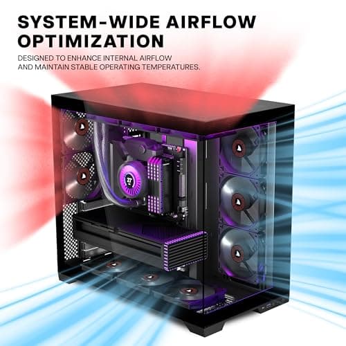 KEDIERS PC Gehäuse - vorinstallierte 5-Lüfter, ATX Mid Tower Gaming Gehäuse, Computergehäuse mit öffnendem Seitenteil aus gehärtetem Glas Schwarz G500 Bild 8