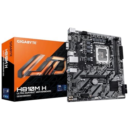GIGABYTE H810M H Mainboard – Intel Core Ultra (Serie 2) CPUs, 4+1+2 Phasen VRM, bis zu 6400 MHz DDR5, 1xPCIe 4.0 M.2, 1GbE LAN, USB 3.2 Gen 1