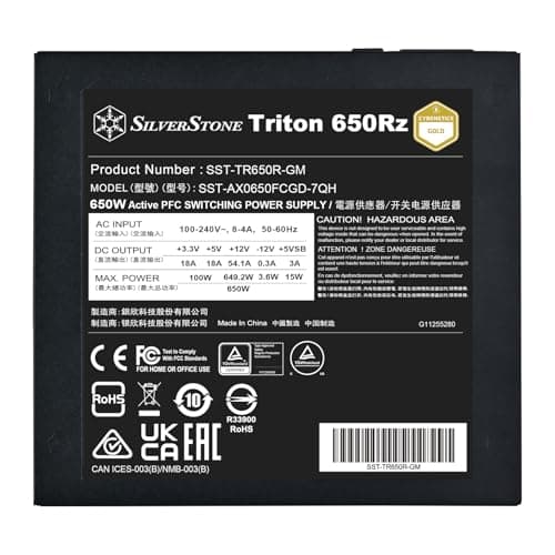 Silverstone Triton 650Rz - Cybenetics Gold vollständig modulares ATX-Netzteil, 650W, ATX 3,1 & PCIe 5, SST-TR650R-GM Bild 8