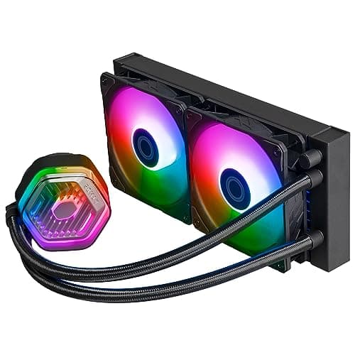 Cooler Master MasterLiquid Atmos 240 Black CPU-Wasserkühler – AIO-Wasserkühlung, Doppelkammerpumpe, vorinstallierte Sickleflow 120 Edge-Lüfter, adressierbares Gen 2 RGB, LGA1700- & AM5 – Schwarz Bild 8