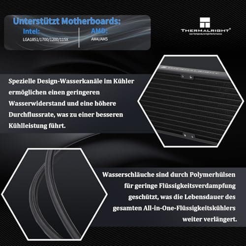 TR Frozen Prism 360 Black CPU-Flüssigkeitskühler mit 120mm PWM-Lüfter, integrierter Wasserkühler-Wärmeableitung für AMD/AM4/AM5, INTEL 1700/1150/1151/1200/2011 360MM FP 360 Black-f Bild 6