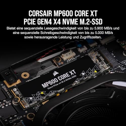 Corsair MP600 CORE XT 2TB M.2 PCIe Gen4 NVMe SSD – Bis zu 5900MB/s – QLC NAND – M.2 2280 – Für PCIe 4.0-Notebooks und -Desktops – Schwarz Bild 4