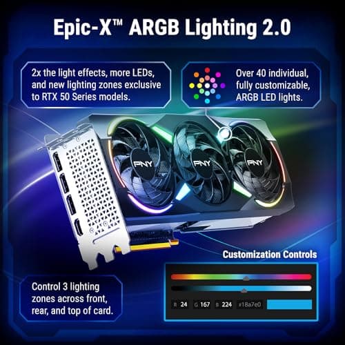 PNY GeForce RTX™ 5070Ti 16GB ARGB OC Triple Fan Grafikkarte DLSS 4 Bild 6