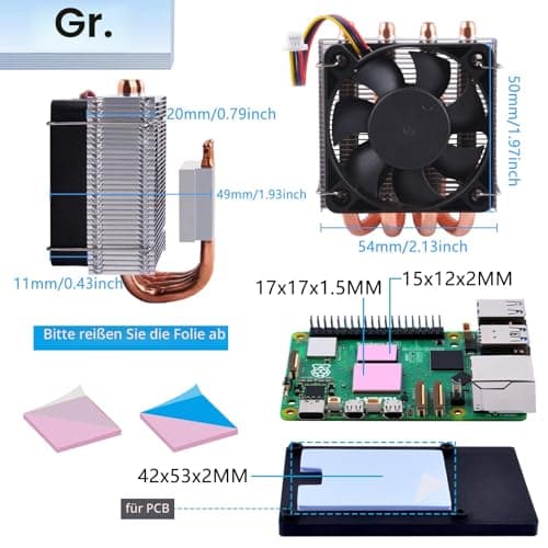 GeeekPi Low-Profile Plus CPU Kühler für Raspberry Pi 5, Pi 5 Aluminium Active Cooler mit Kühllüfter für Raspberry Pi 5 4GB/8GB/16GB Low-Profile Plus CPU Cooler Bild 6