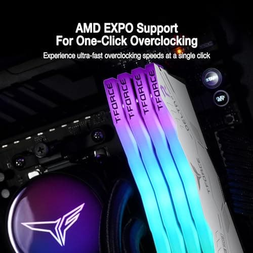TEAMGROUP T-Force Delta Alpha RGB DDR5 Ram 64GB Kit (2x32GB) 6000MHz (PC5-48000) CL38 Intel XMP 3.0 & AMD Expo kompatibles Desktop-Speichermodul Ram Weiß FF8D564G6000HC38JDC01 Bild 6