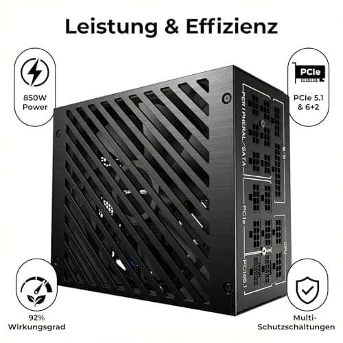 LC-POWER Premium Gaming Netzteile 850W, 80 Plus Platinum, ATX 3.1 Netzteil PC, PCIe 5.1 Kompatibel, Vollmodular, 135mm Lüfter, Leiser Betrieb für High-End Gaming 850W ATX3.1 Platinum Bild 4